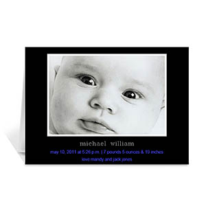 Personalised Classic Black Baby Photo Cards, 5