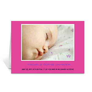 Personalised Hot Pink Baby Photo Cards, 5