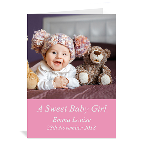 Personalised Baby Pink Photo Cards, 5
