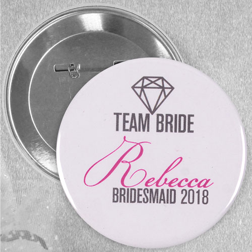 Bride Team Customised Name Button Pin, 2.25
