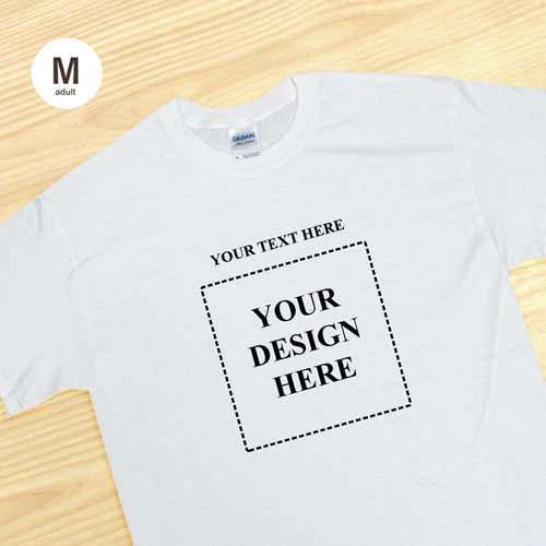 Custom Print Square Image Message White Adult Medium T Shirt