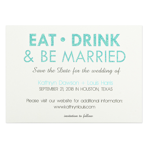 Personalised Eat, Drink & Be Married Invitation Cards