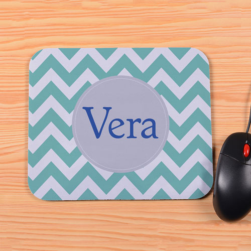 Personalised Aqua Chevron Mouse Pad