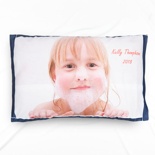 Navy Frame Personalised Photo Pillowcase