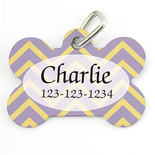 Lavender Lemon Chevron Personalised Dog Tag Bone Shape