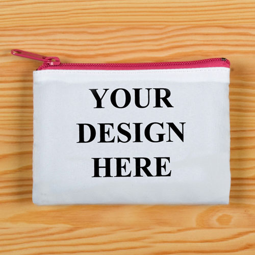 Custom Imprint Full Colour Coin Purse (Same Image), Hot Pink Zipper