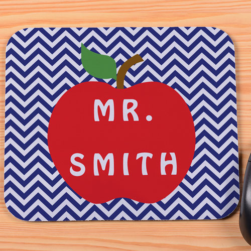 Create Your Own Navy Chevron Apple Mousepad
