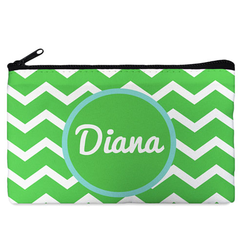 Monogrammed Personalised Green Chevron Cosmetic Bag