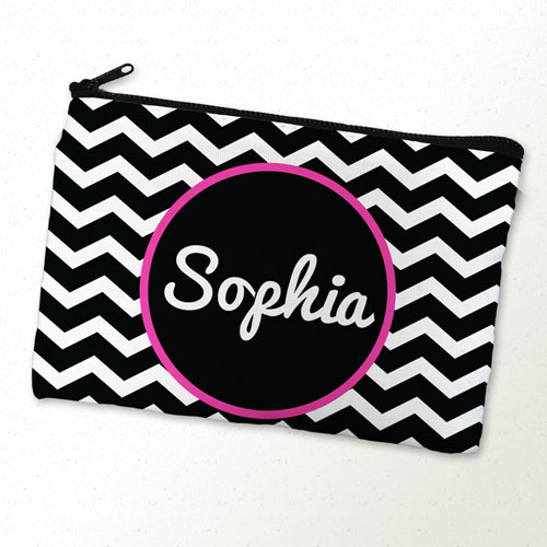 Monogrammed Personalised Black Chevron Cosmetic Bag