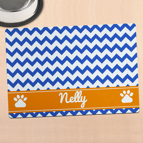 Navy Chevron Personalised Pet Meal Mat