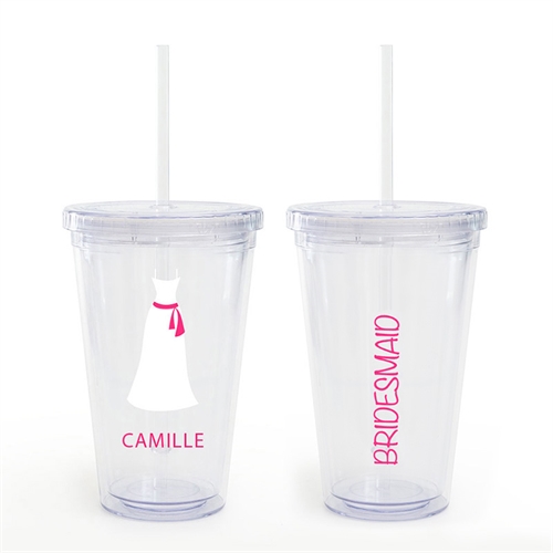White Bridesmaid Dress Personalised Acrylic Tumbler