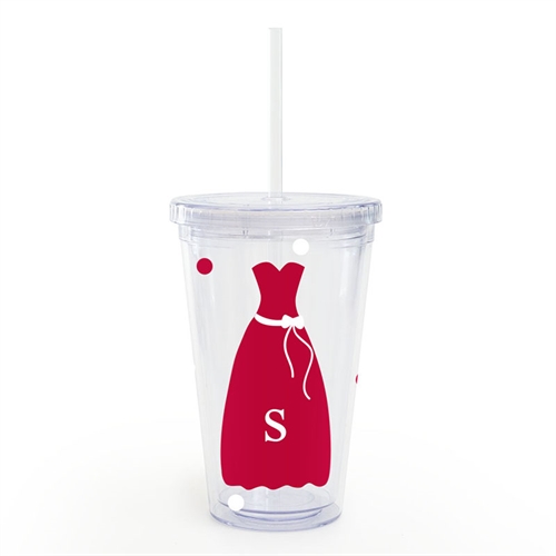 Red White Bridesmaid Dress Personalised Acrylic Tumbler