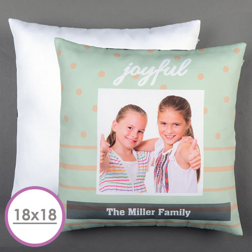 Aqua Dot Stripe Personalised Large Cushion 18