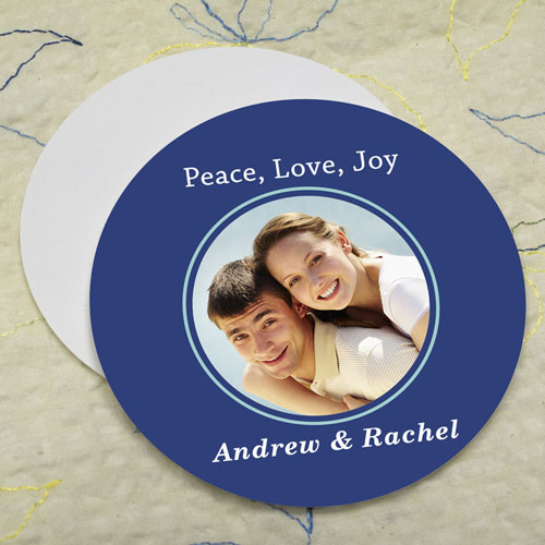 Navy Personalised Photo Round Cardboard Coaster