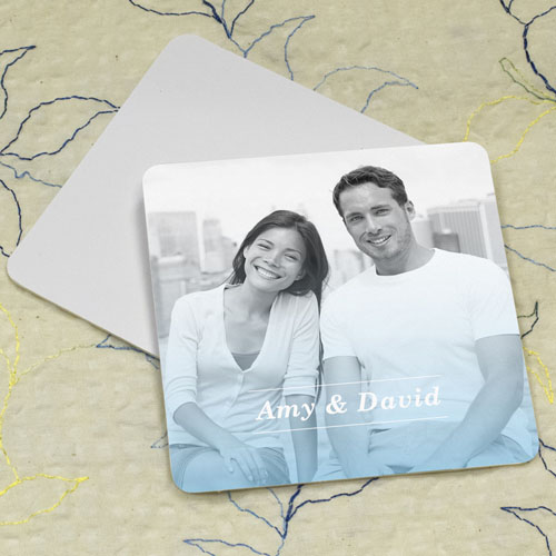 Simple Aqua Personalised Photo Square Cardboard Coaster