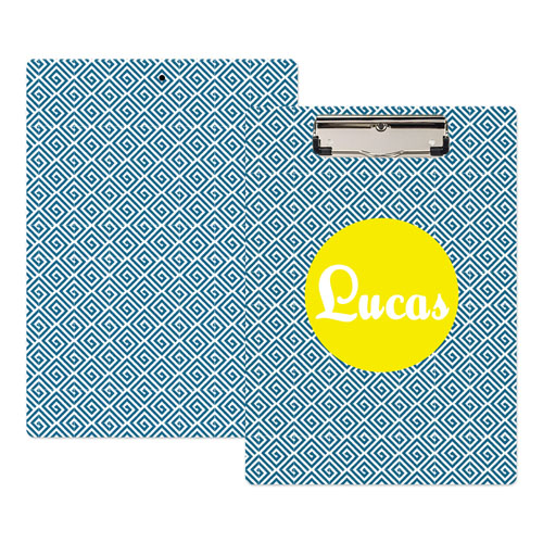 Navy Greek Key Personalised Clipboard