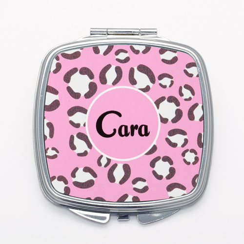 Pink Leopard Skin Personalised Square Mirror
