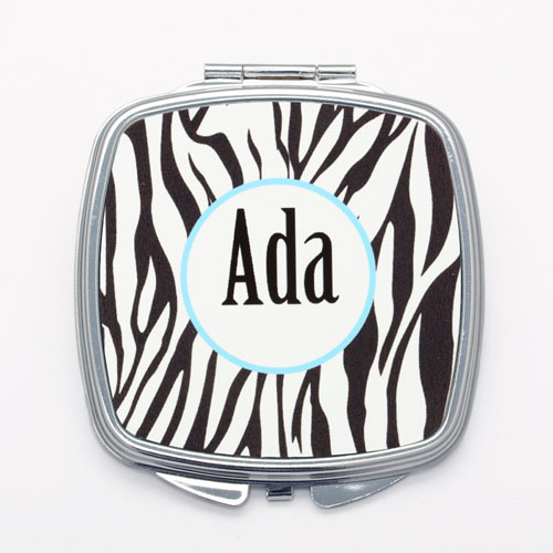 Black Zebra Print Personalised Square Mirror