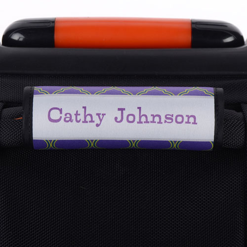 Navy Lime Quatrefoil Personalised Luggage Handle Wrap