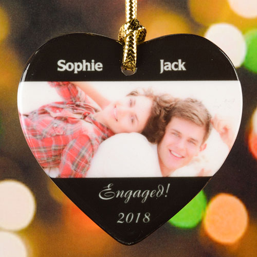 Engaged Christmas Personalised Photo Porcelain Ornament