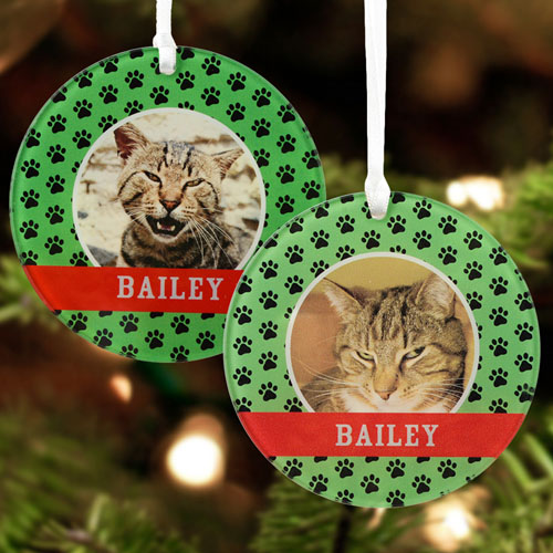 Cat Pet Personalised Photo Acrylic Round Ornament
