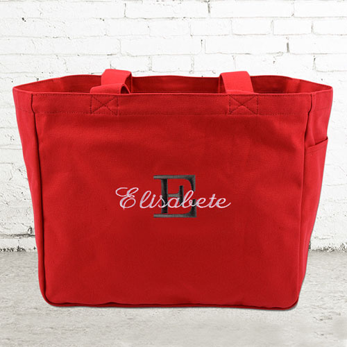 Name & Initial #1 Personalised Red Tote Bag
