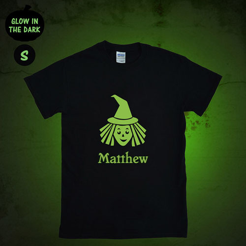 Witch Personalised Glow In The Dark Halloween T Shirt, Adult Small