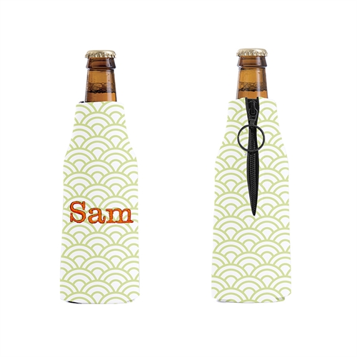 Embroidery Lime Green Scales Custom Bottle Cooler