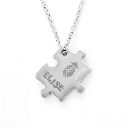 Monogrammed and Name Engraved Pineapple Puzzle Necklace, Custom Front
