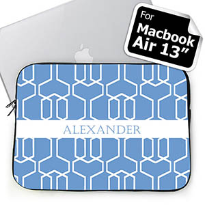 Custom Name Sky Blue Trellis Macbook Air 13 Sleeve