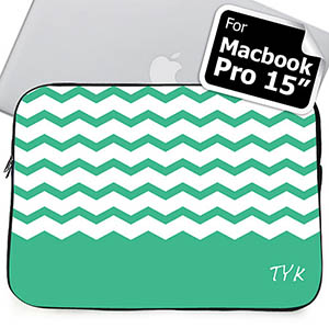Custom Initials Mint Chevron Macbook Pro 15 Sleeve (2015)