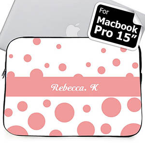 Custom Name Pink Retro Circles Macbook Pro 15 Sleeve (2015)