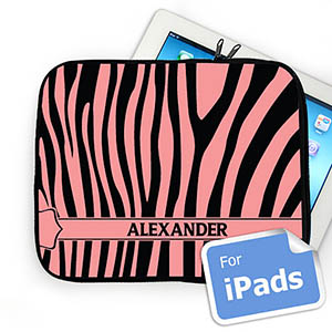 Custom Name Black & Pink Zebra Pattern Ipad Sleeve