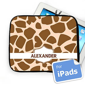 Custom Name Brown Giraffe Pattern Ipad Sleeve