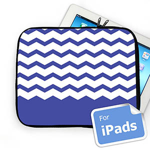 Custom Initials Blue Chevron Ipad Sleeve