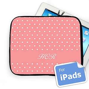 Custom Initials Pink Polka Dots Ipad Sleeve