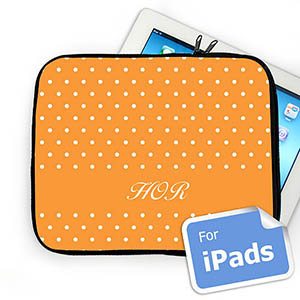 Custom Initials Orange Polka Dots Ipad Sleeve