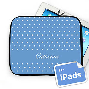 Custom Name Sky Blue Polka Dots Ipad Sleeve