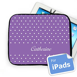 Custom Name Lavender Polka Dots Ipad Sleeve