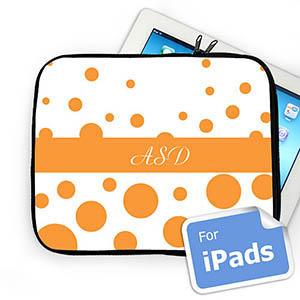 Custom Initials Orange Retro Circles Ipad Sleeve
