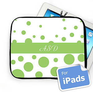 Custom Initials Lime Retro Circles Ipad Sleeve