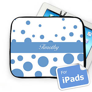 Custom Name Sky Blue Retro Circles Ipad Sleeve