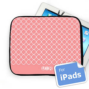 Custom Initials Pink Quatrefoil Ipad Sleeve