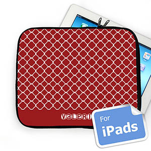 Custom Name Red Quatrefoil Ipad Sleeve