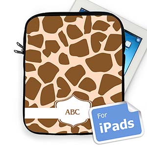 Custom Initials Brown Giraffe Pattern Ipad Sleeve