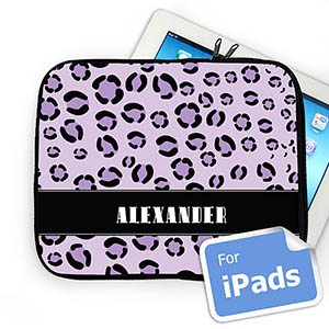 Custom Name Purple Leopard Pattern Ipad Sleeve