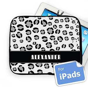 Custom Name Black Leopard Pattern Ipad Sleeve