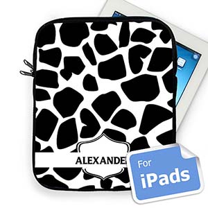 Custom Name Black Giraffe Pattern  Ipad Sleeve