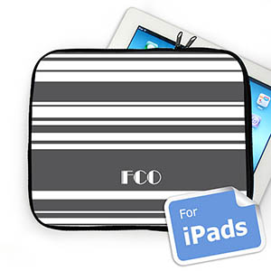 Custom Initials Grey Stripes Ipad Sleeve