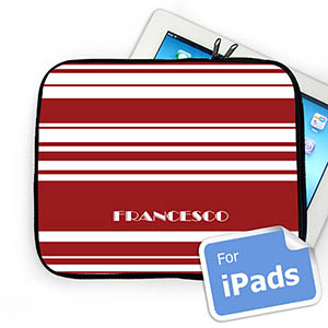 Custom Name Red Stripes Ipad Sleeve